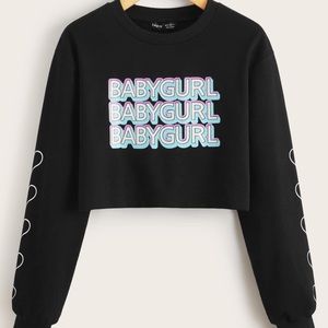 ROMWE Graphic Print Crop Sweater